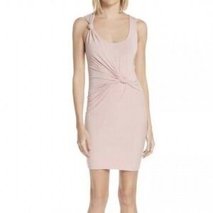 Alexander Wang Pink Knot Ruched Jersey Sheath Dress Sleeveless Mini Scoop Neck L